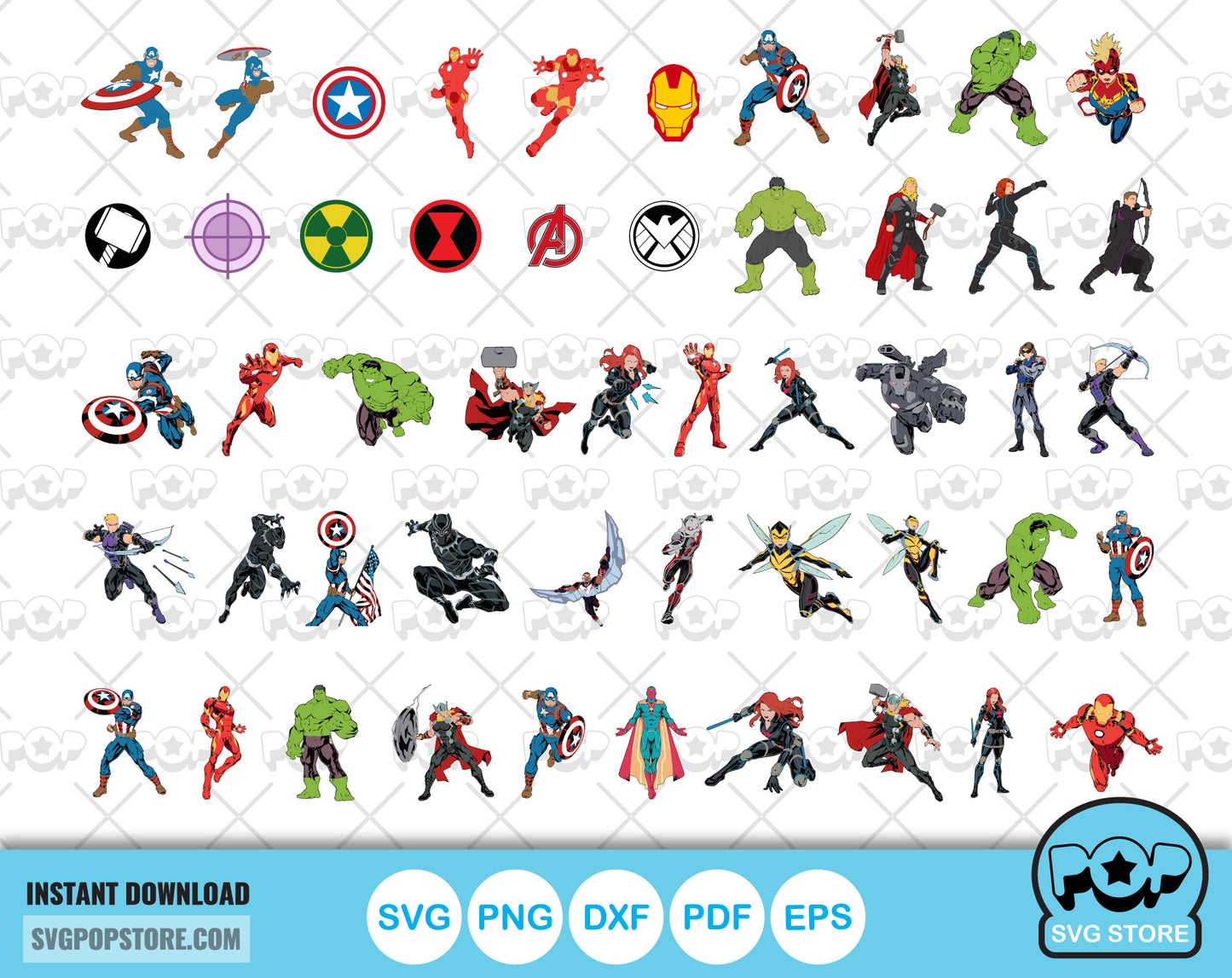 Marvel Avengers clipart bundle, Avengers svg cut files for Cricut / Silhouette, Avengers png