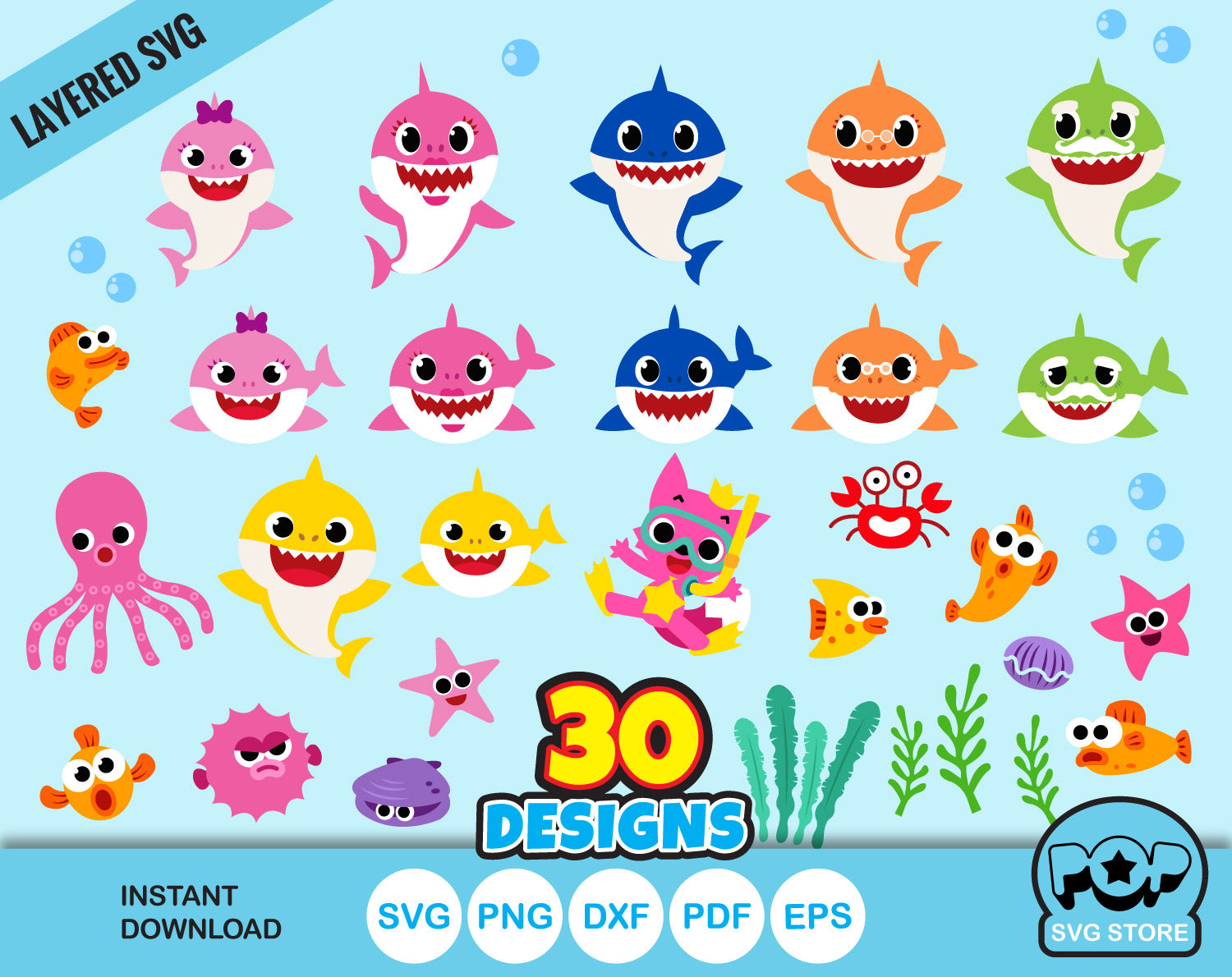 Baby Shark Character Vectors Download 