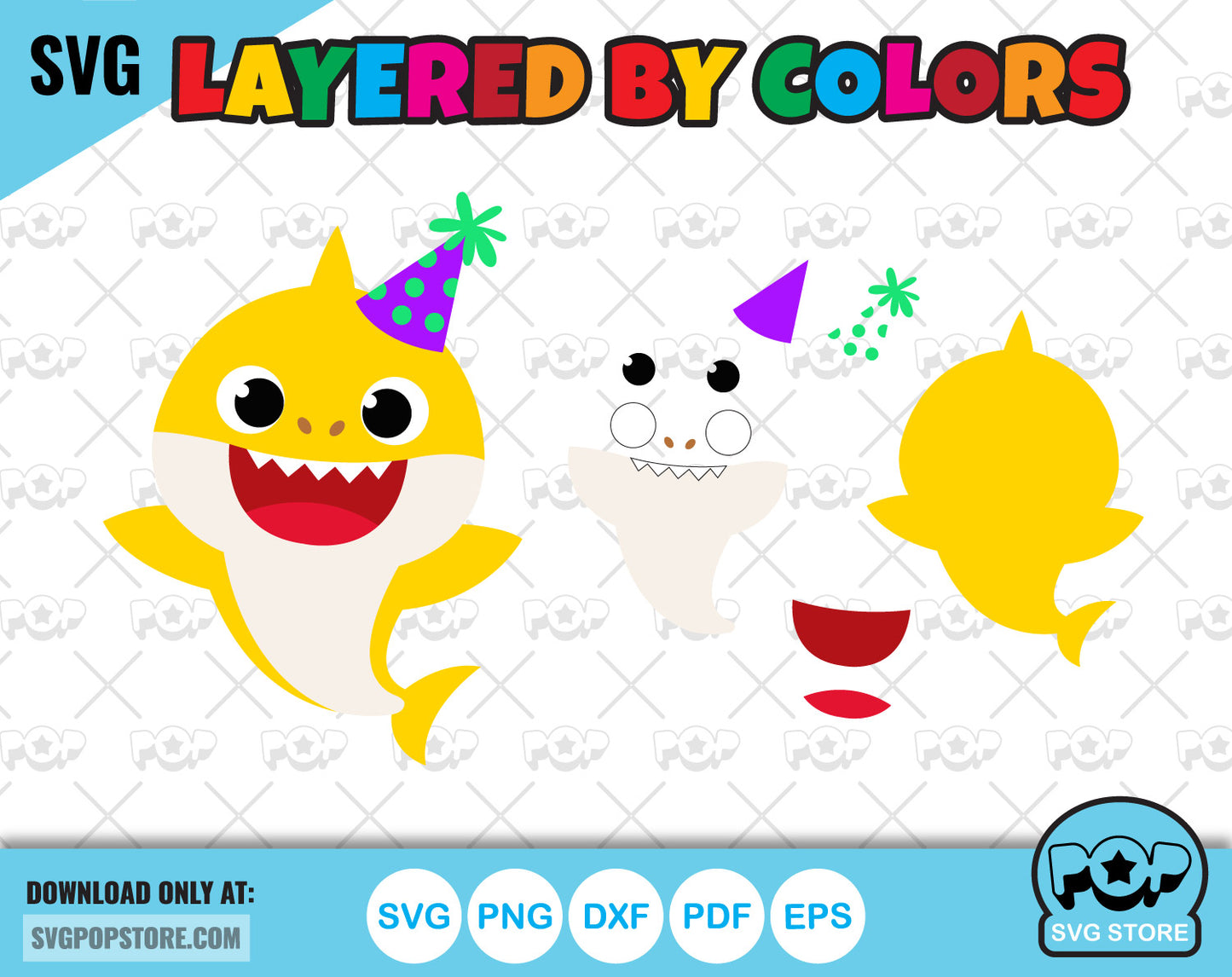 Baby Shark clipart bundle + alphabet, Baby Shark svg cut files for Cricut / Silhouette, Cartoon Family Shark png