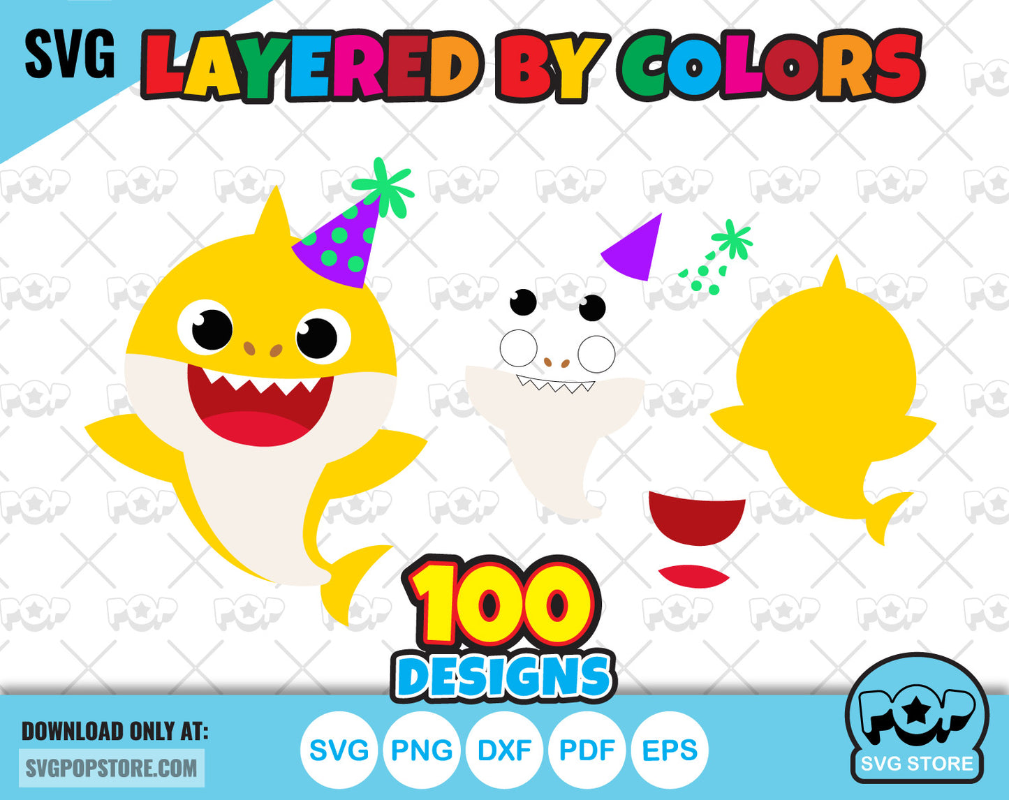 Baby Shark BIG BUNDLE 500 files + alphabet, Baby Shark svg cut files for Cricut / Silhouette, Cartoon Family Shark png