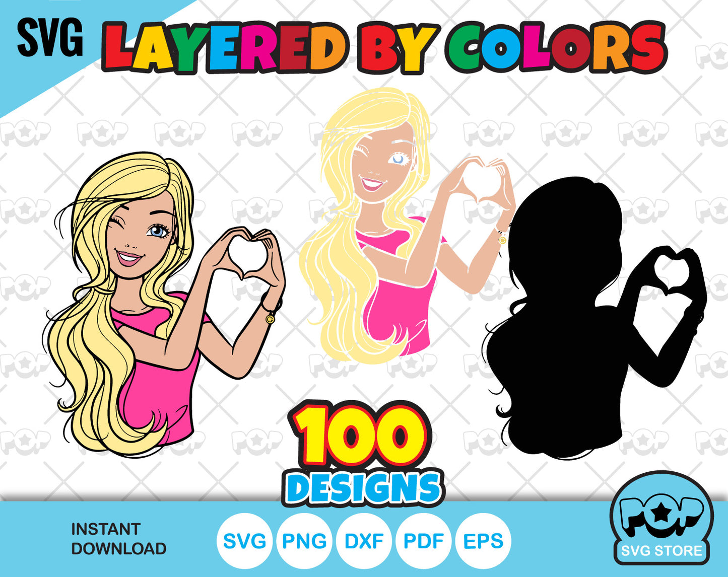 Barbie 100 cliparts bundle + alphabet, Barbie svg cut files for Cricut / Silhouette, Barbie png, dxf, instant download