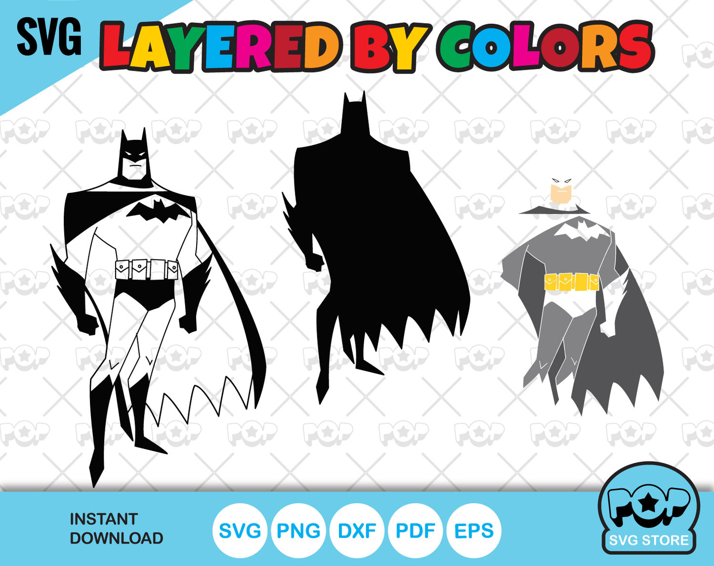 Batman 100 cliparts bundle, Batman SVG cut files for Cricut / Silhouette, PNG, DXF, instant download