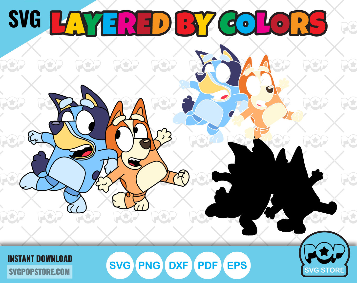 Bluey 100 cliparts set + alphabet, Bluey the dog SVG cut files for Cricut / Silhouette, Bluey PNG