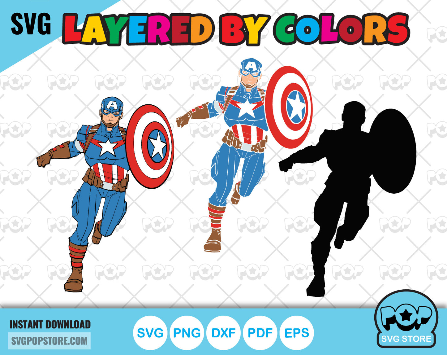 Captain America clipart set, Captain America SVG cut files for Cricut / Silhouette, Captain America PNG