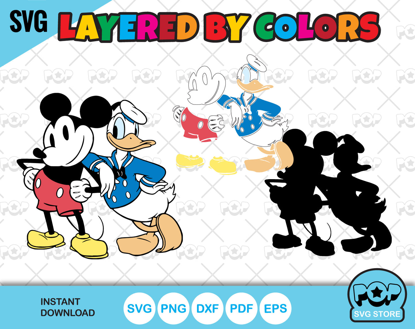 Classic Mickey and Friends 100 cliparts bundle, svg cut files for Cricut / Silhouette, Mickey & friends png, dxf