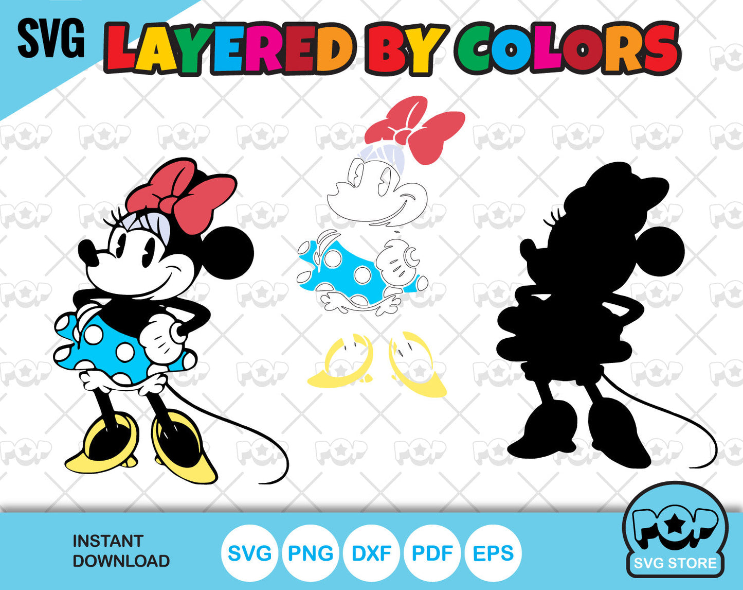 Classic Minnie Mouse clipart bundle, Minnie svg cut files for Cricut / Silhouette, Minnie Mouse png