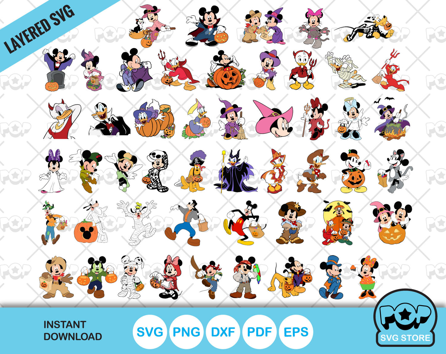 Disney Halloween clipart bundle, Mickey and Friends Halloween SVG cut files for Cricut / Silhouette, Halloween png
