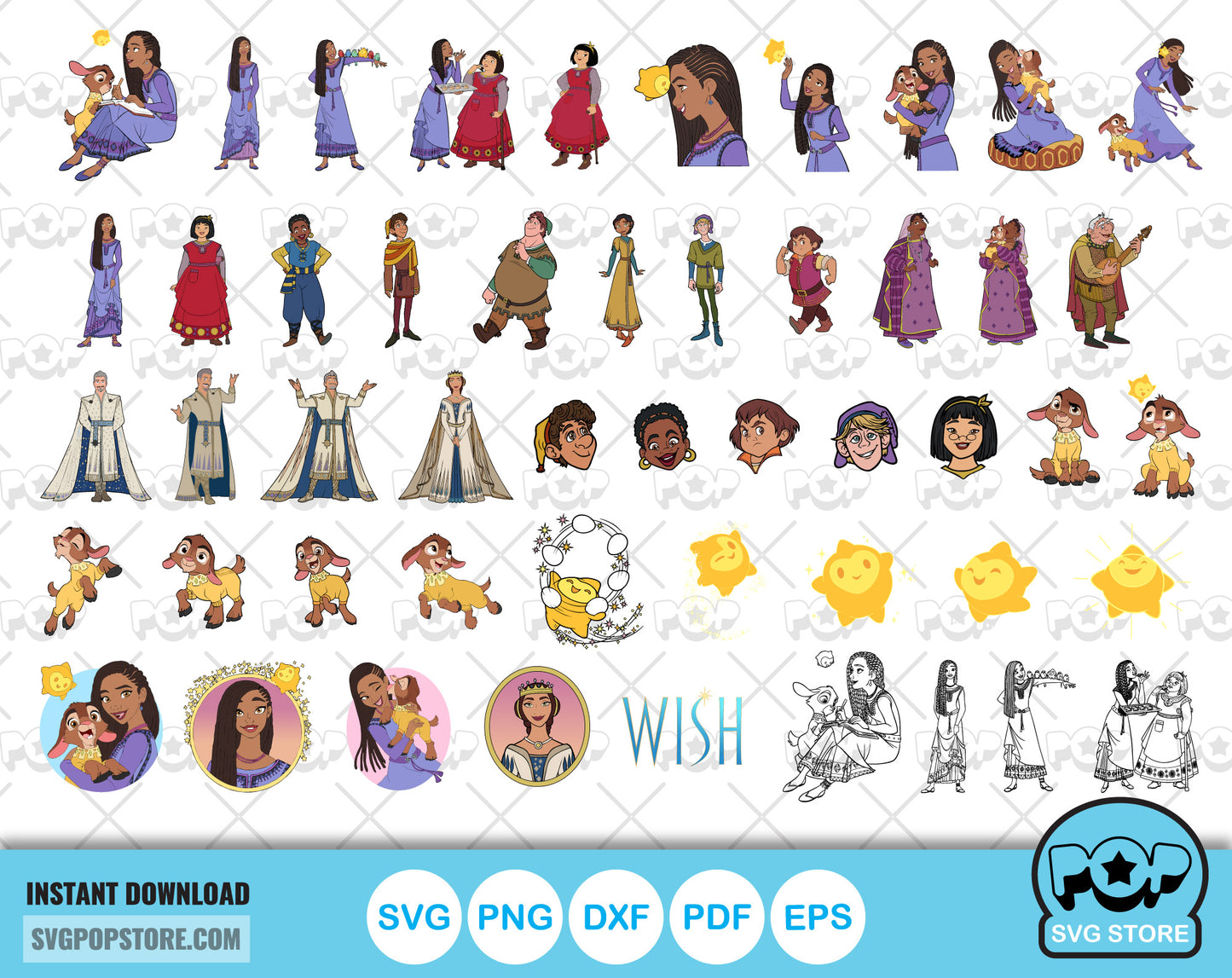 Wish clipart set, Disney Wish svg cut files for Cricut / Silhouette, Wish princess Asha svg, Wish png, dxf