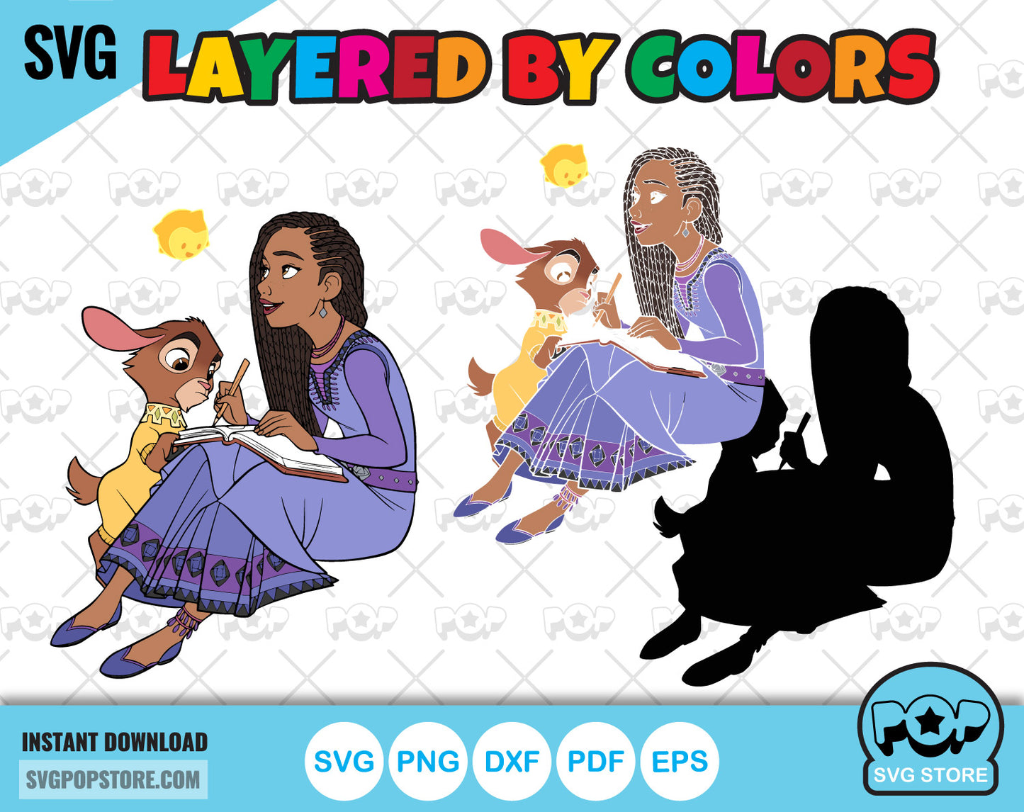 Wish clipart set, Disney Wish svg cut files for Cricut / Silhouette, Wish princess Asha svg, Wish png, dxf