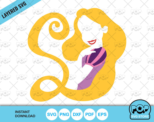 Princess Rapunzel clipart, Tangled SVG cutting files for cricut silhouette, SVG, PNG, DXF, instant download
