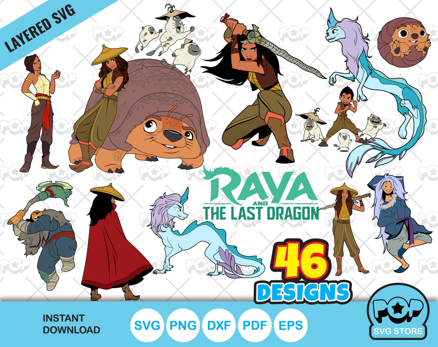 Raya and the Last Dragon clipart bundle, Raya SVG cut files for cricut silhouette, SVG, PNG, DXF, instant download