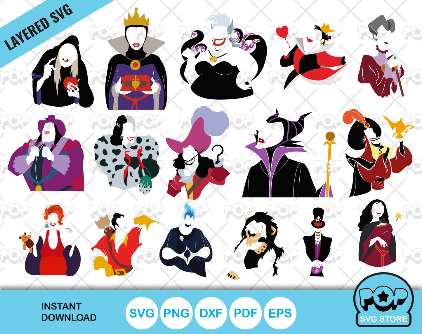 Disney Villains clipart bundle, SVG cut files for Cricut / Silhouette, PNG, DXF, instant download