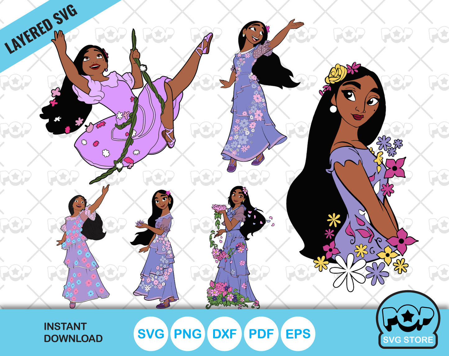 Disney Encanto - Isabela clipart set, SVG cut files for Cricut Silhouette, PNG DXF, instant download