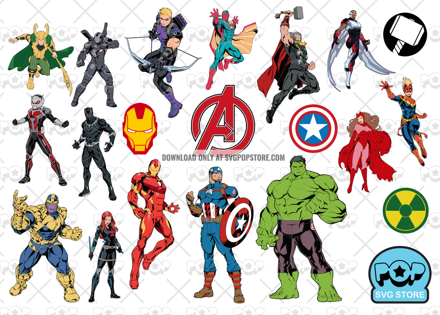 Marvel Avengers clipart set, Avengers svg cut files for Cricut / Silhouette, Avengers png N1