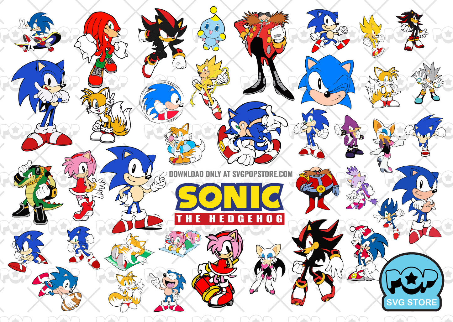 Sonic The Hedgehog 40 cliparts bundle, SVG cut files for Cricut / Silhouette, instant download