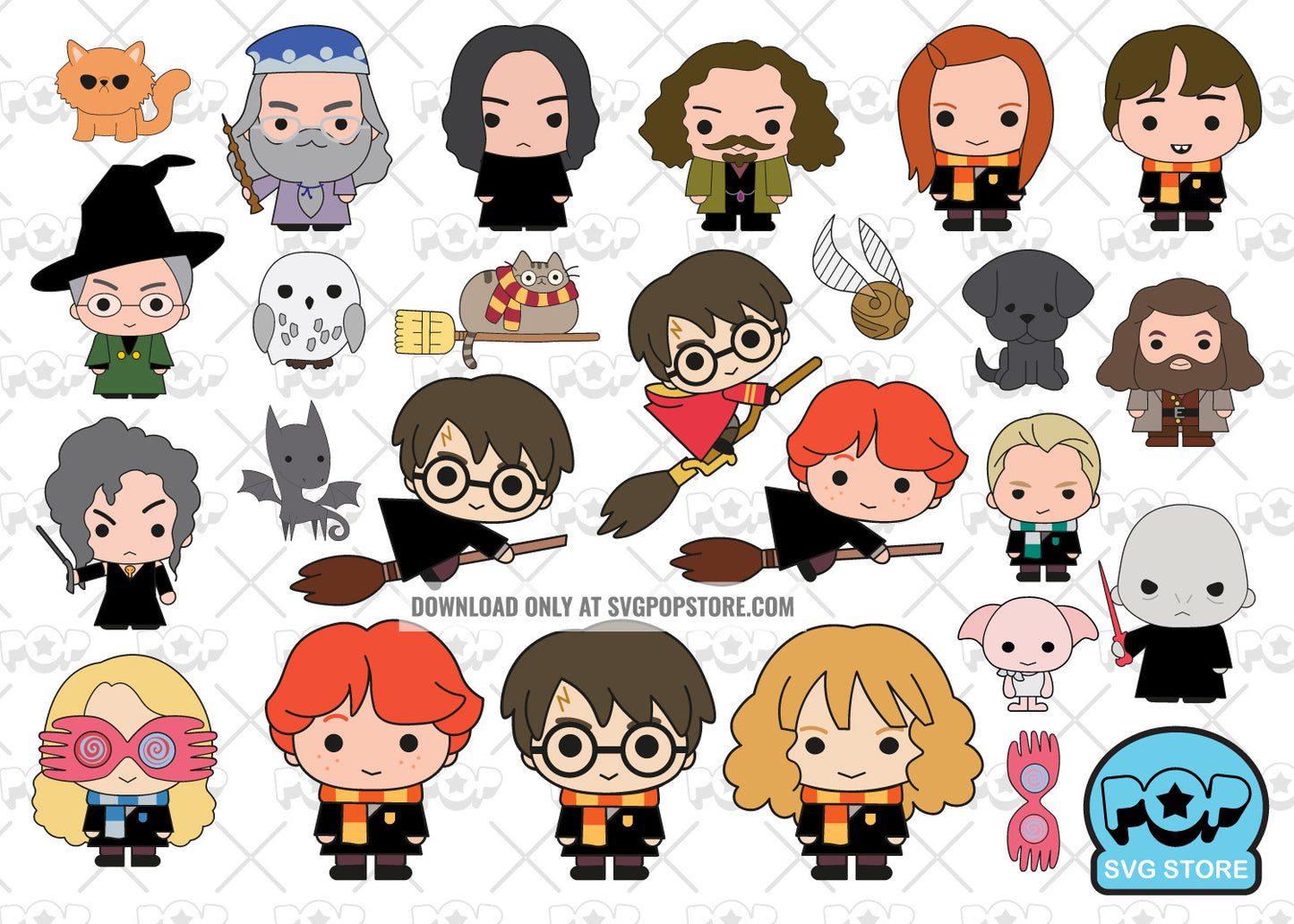 Harry Potter clipart set, Wizard SVG cut files for Cricut / Silhouette, PNG, DXF, instant download