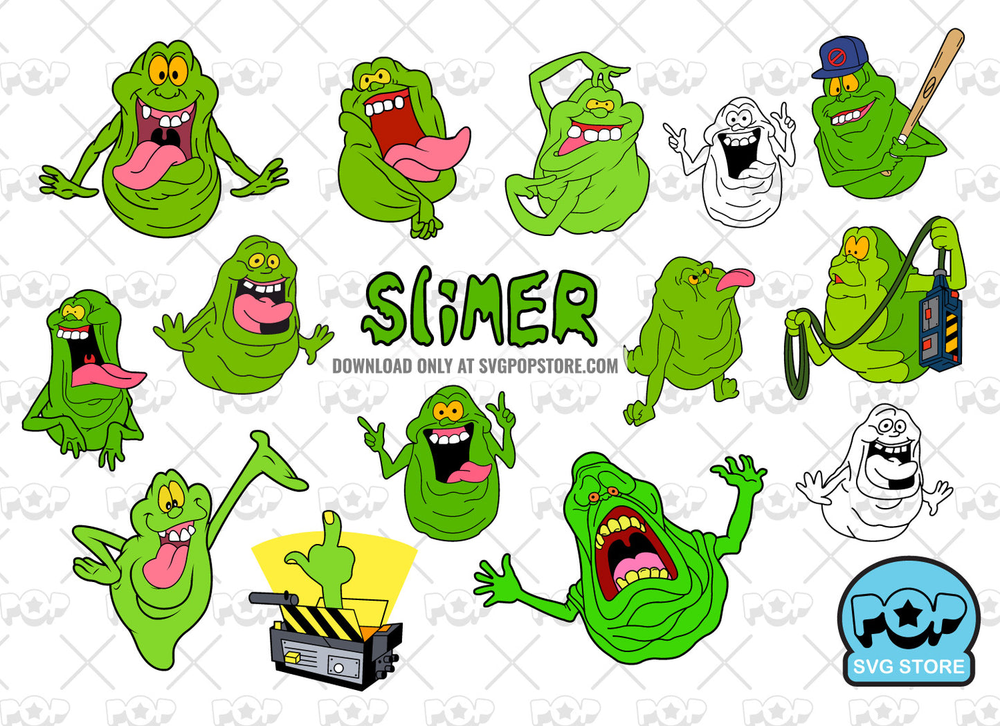 Ghostbusters Slimer clipart bundle, SVG cut files for Cricut / Silhouette, PNG DXF, instant download