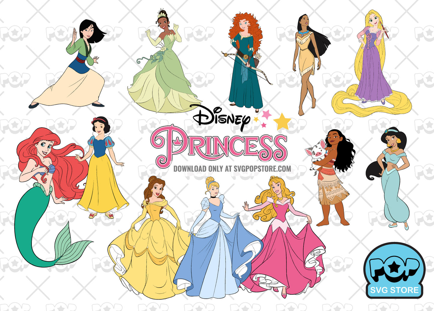 Classic Princesses clipart set, Disney Princess svg cut files for Cricut / Silhouette, Princess png N1