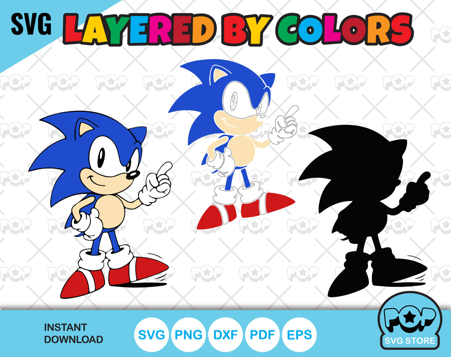 Sonic The Hedgehog 40 cliparts bundle, SVG cut files for Cricut / Silhouette, instant download
