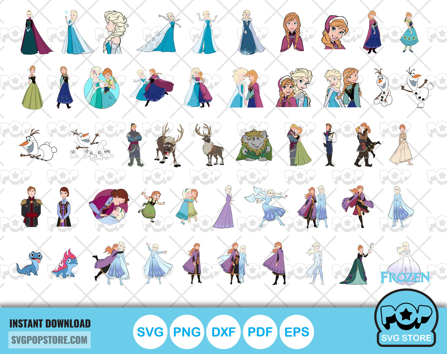 Disney Frozen clipart bundle, Frozen SVG cut files for Cricut / Silhouette, Frozen Princesses PNG