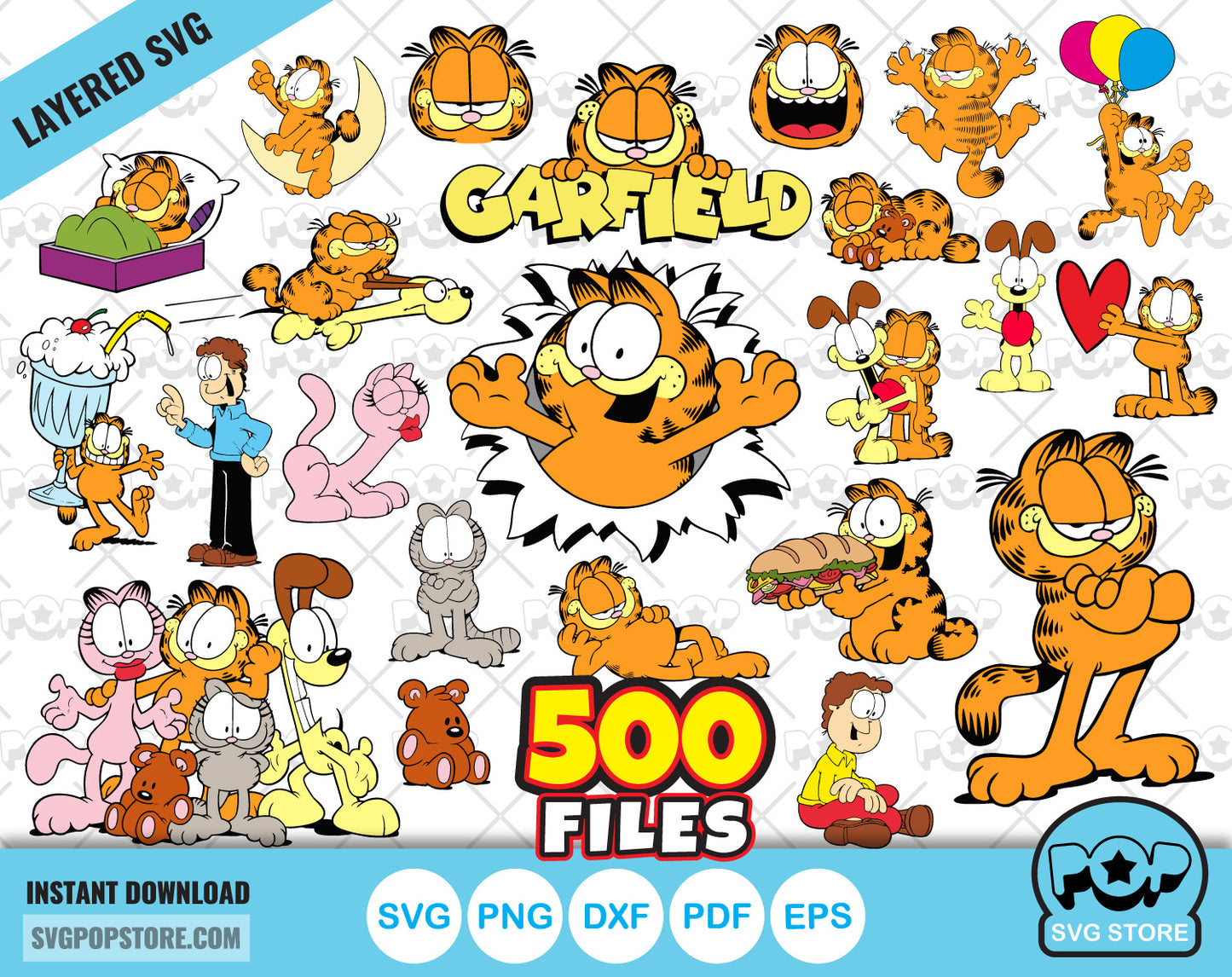 Garfield BIG BUNDLE 500 files, Garfield SVG cut files for Cricut / Silhouette, Garfield PNG