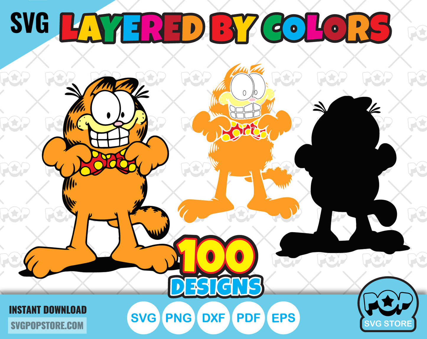 Garfield 100 cliparts bundle, Garfield SVG cut files for Cricut / Silhouette, Garfield PNG