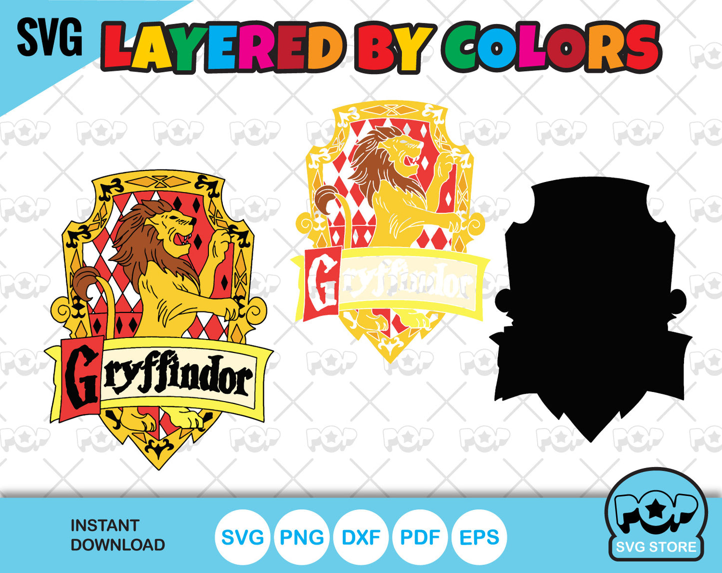 Hogwarts Houses clipart bundle, Harry Potter SVG cut files for Cricut / Silhouette, PNG, DXF, instant download