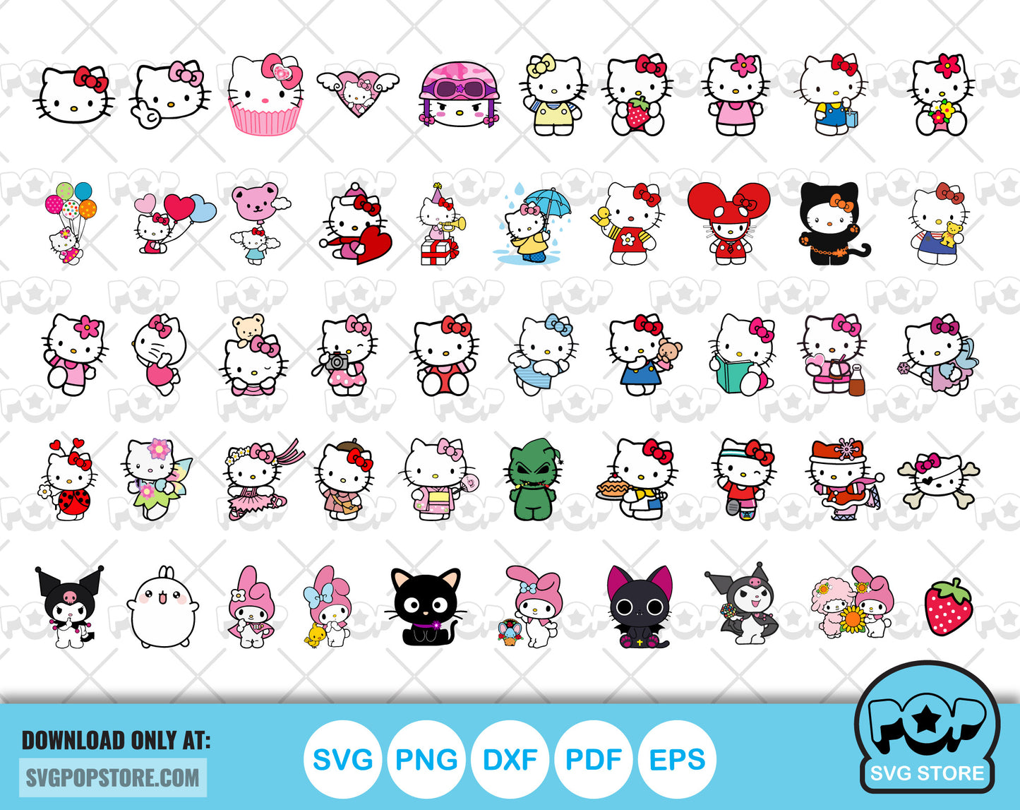 Hello Kitty BIG BUNDLE 500 files, Hello Kitty svg cut files for Cricut / Silhouette, Hello Kitty png