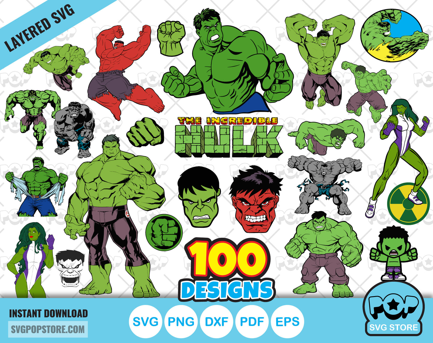 Hulk 100 cliparts bundle, Hulk SVG cut files for Cricut / Silhouette, The Incredible Hulk PNG