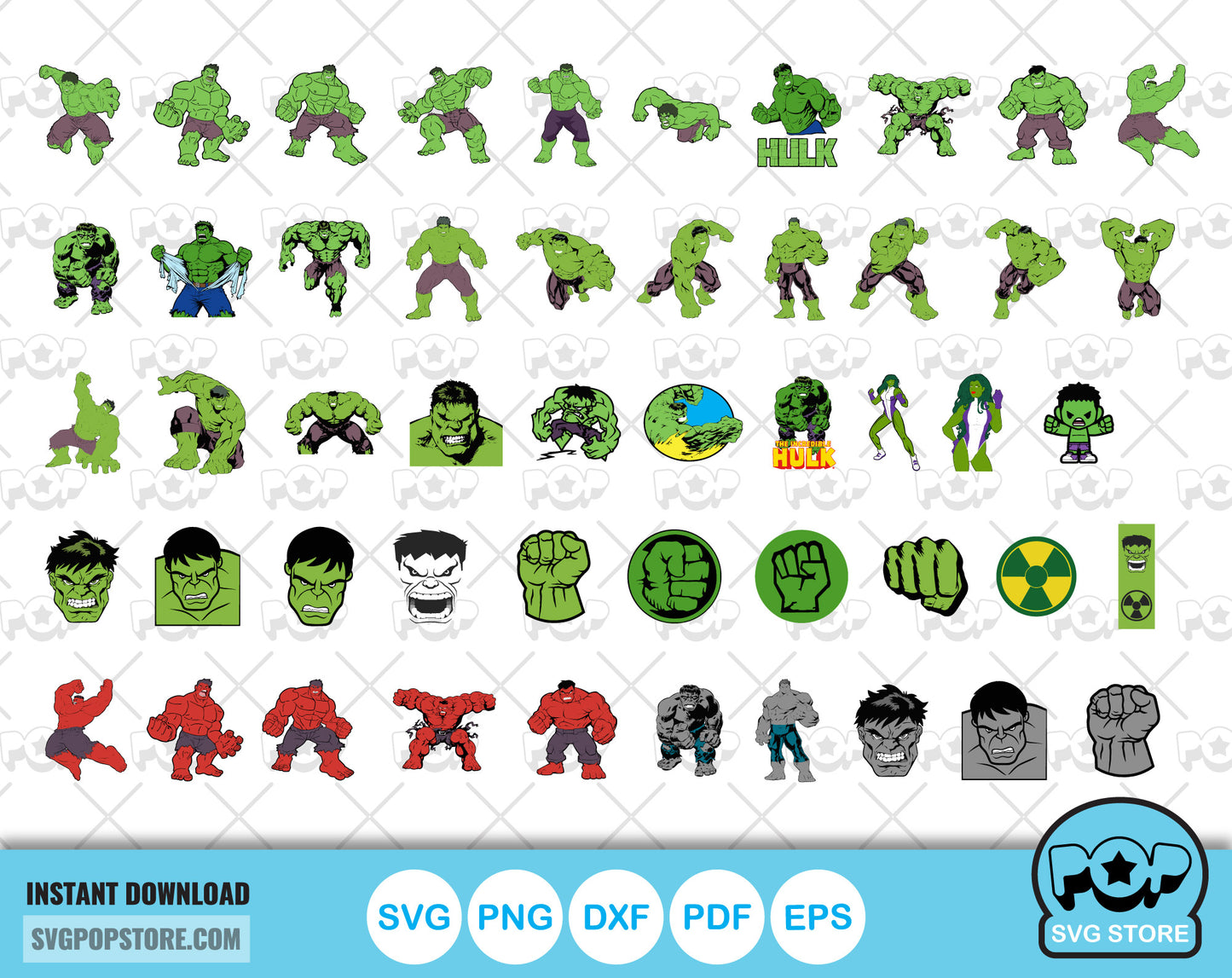 Hulk 100 cliparts bundle, Hulk SVG cut files for Cricut / Silhouette, The Incredible Hulk PNG