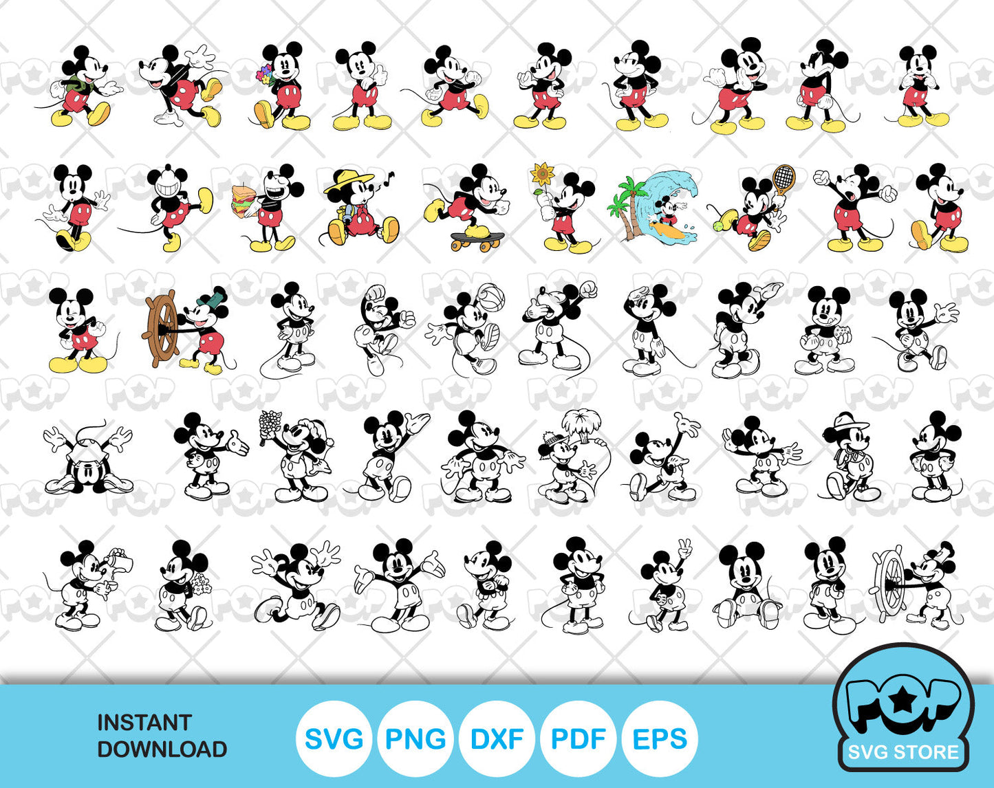 Classic Mickey Mouse BIG BUNDLE 500 files, Mickey svg cut files for Cricut / Silhouette, Mickey Mouse png