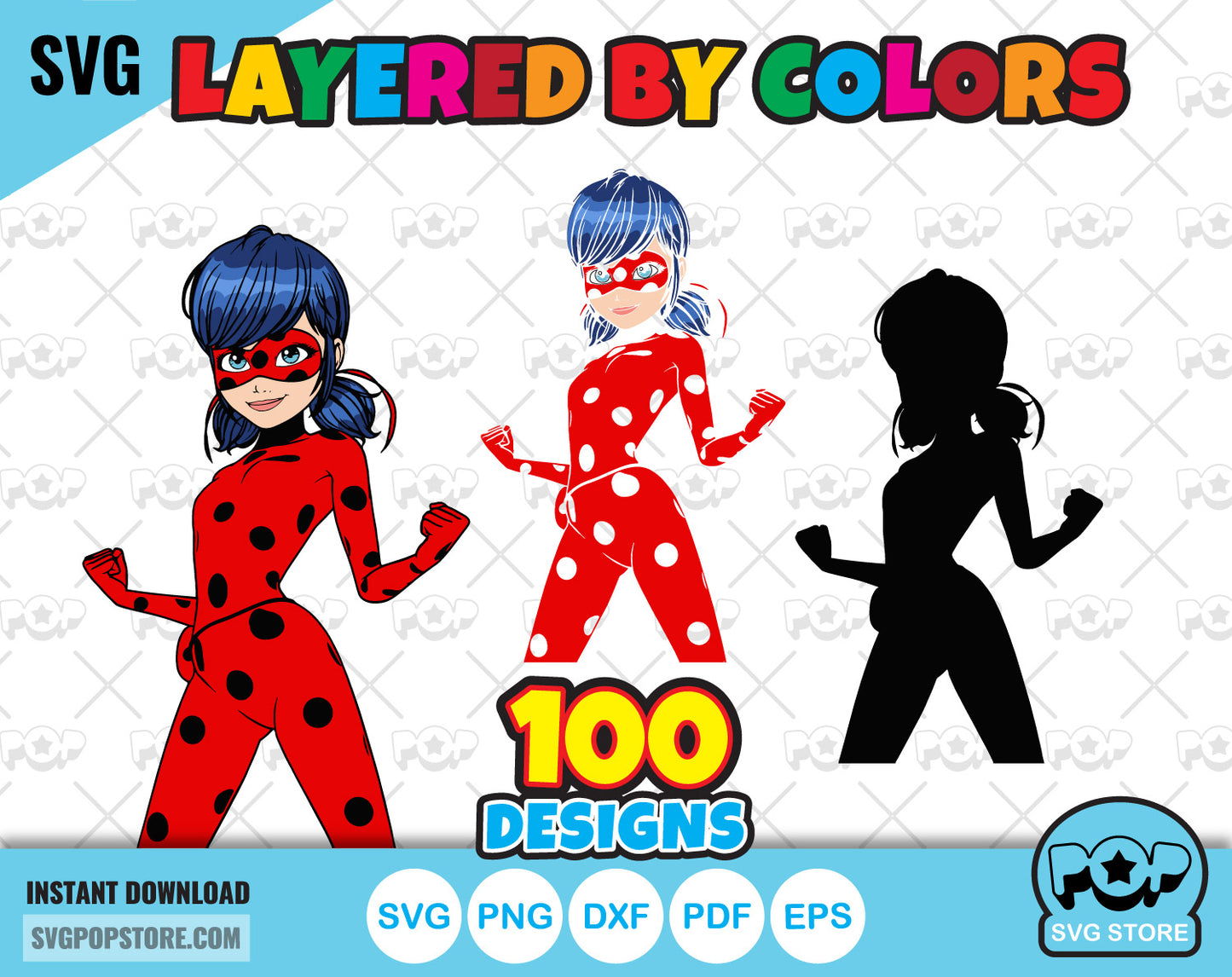 Miraculous Ladybug 100 cliparts bundle, Miraculous SVG cut files for Cricut / Silhouette, Ladybug PNG
