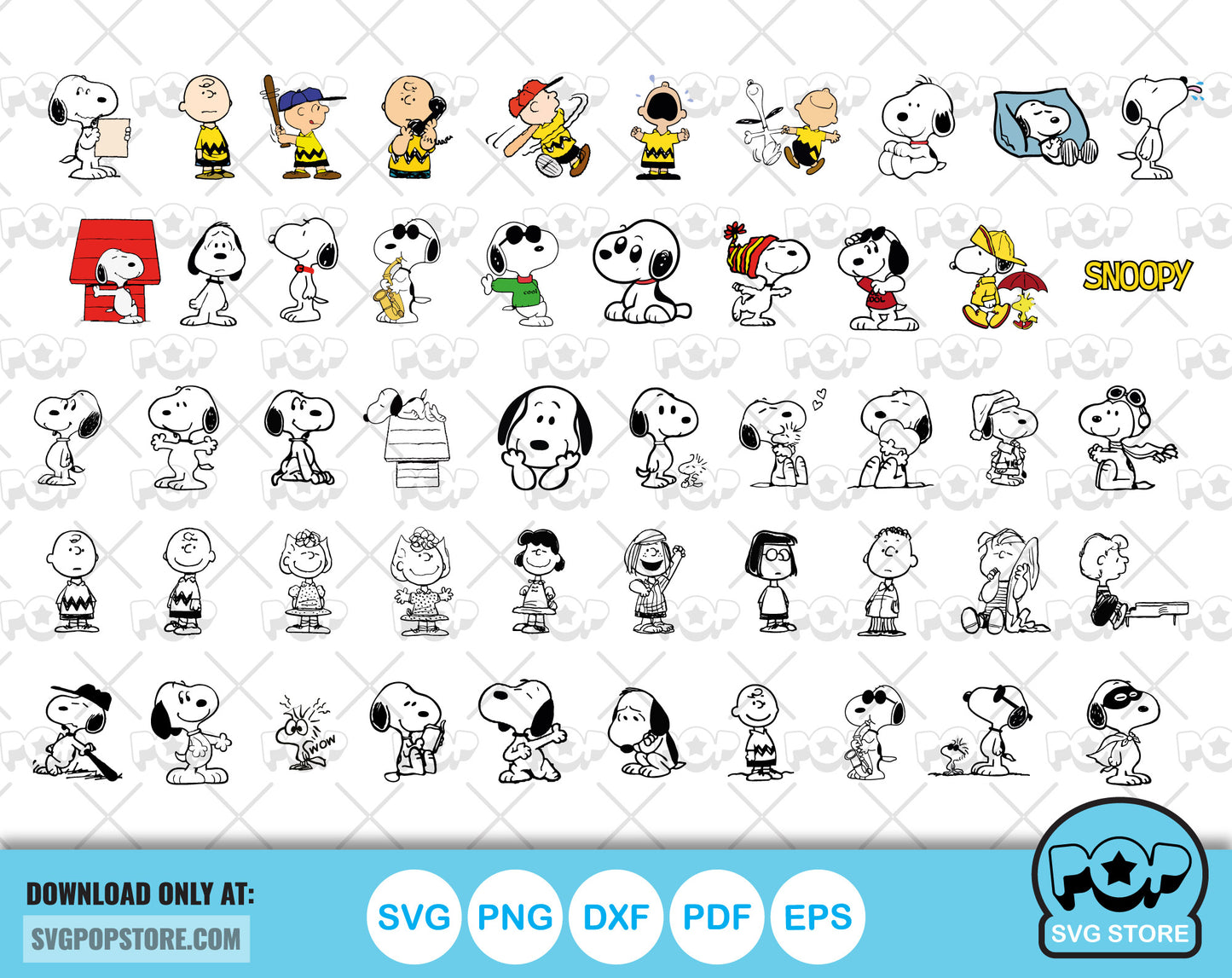 Snoopy and Peanuts 100 cliparts bundle, Snoopy svg cut files for Cricut / Silhouette, Snoopy and Peanuts png