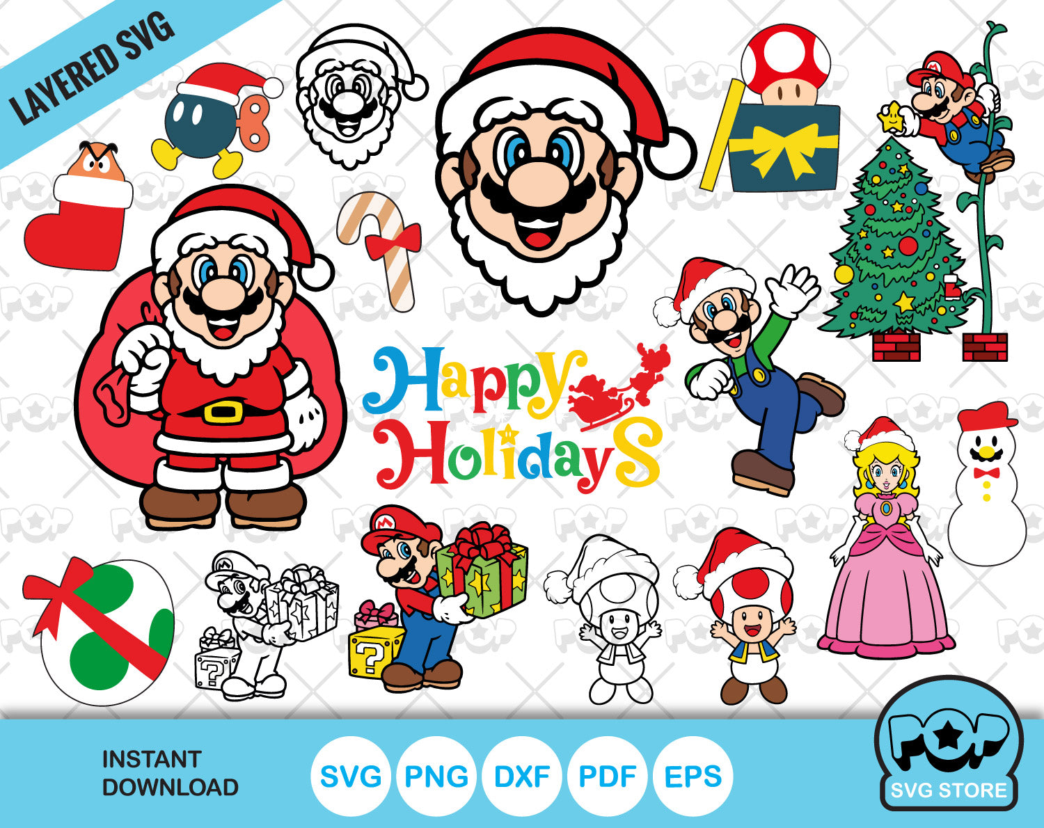 Super Mario Christmas Clipart Bundle Mario Christmas SVG Cut Files Fo super-mario-christmas-clipart-bundle-mario-christmas-svg-cut-files-fo