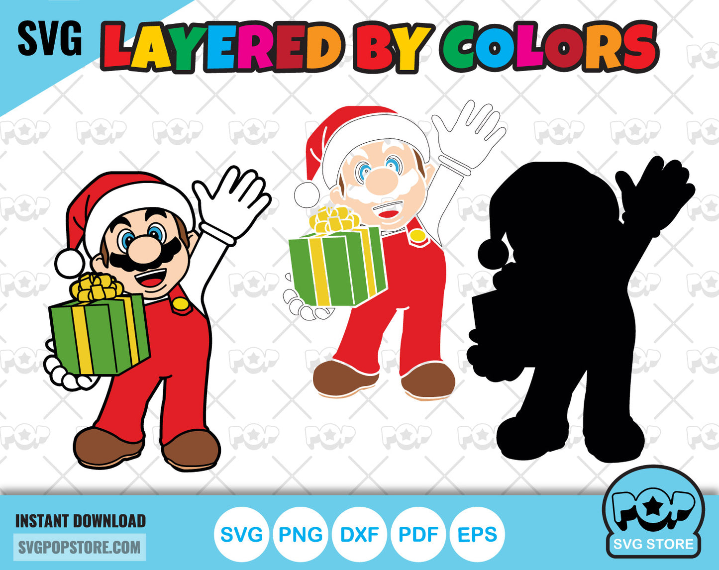 Super Mario Christmas clipart bundle, Mario Christmas SVG cut files for Cricut / Silhouette, Super Mario Christmas PNG