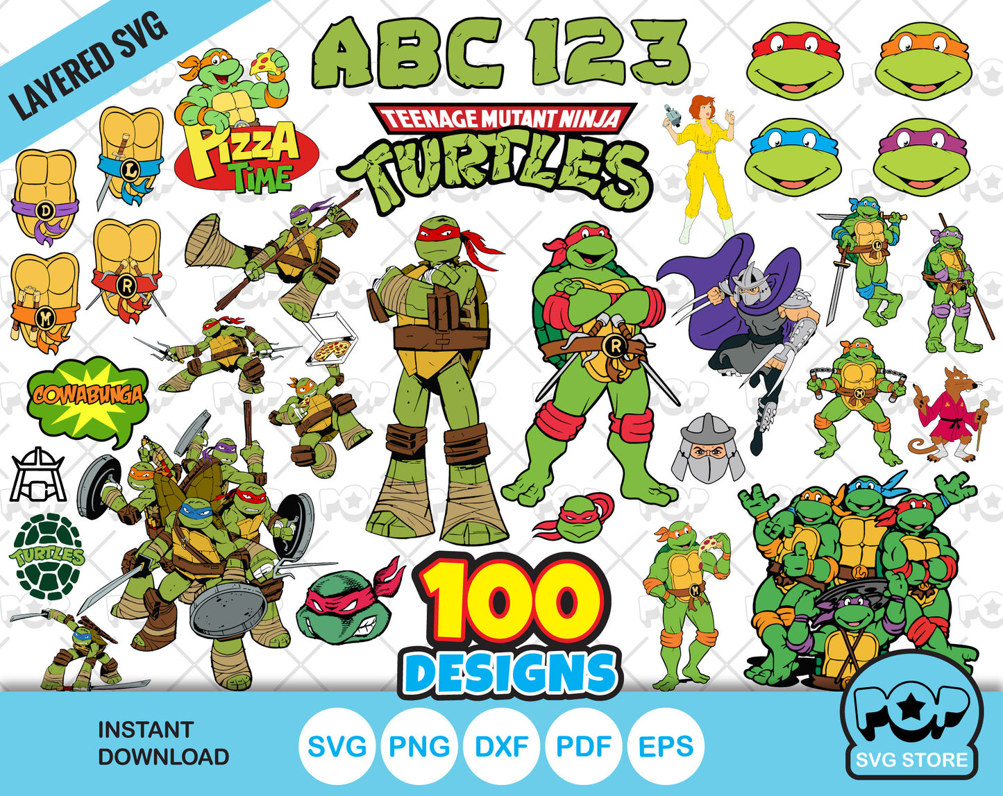 Ninja Turtles clipart + alphabet, Teenage Mutant Ninja Turtles SVG cutting files, PNG, DXF, instant download
