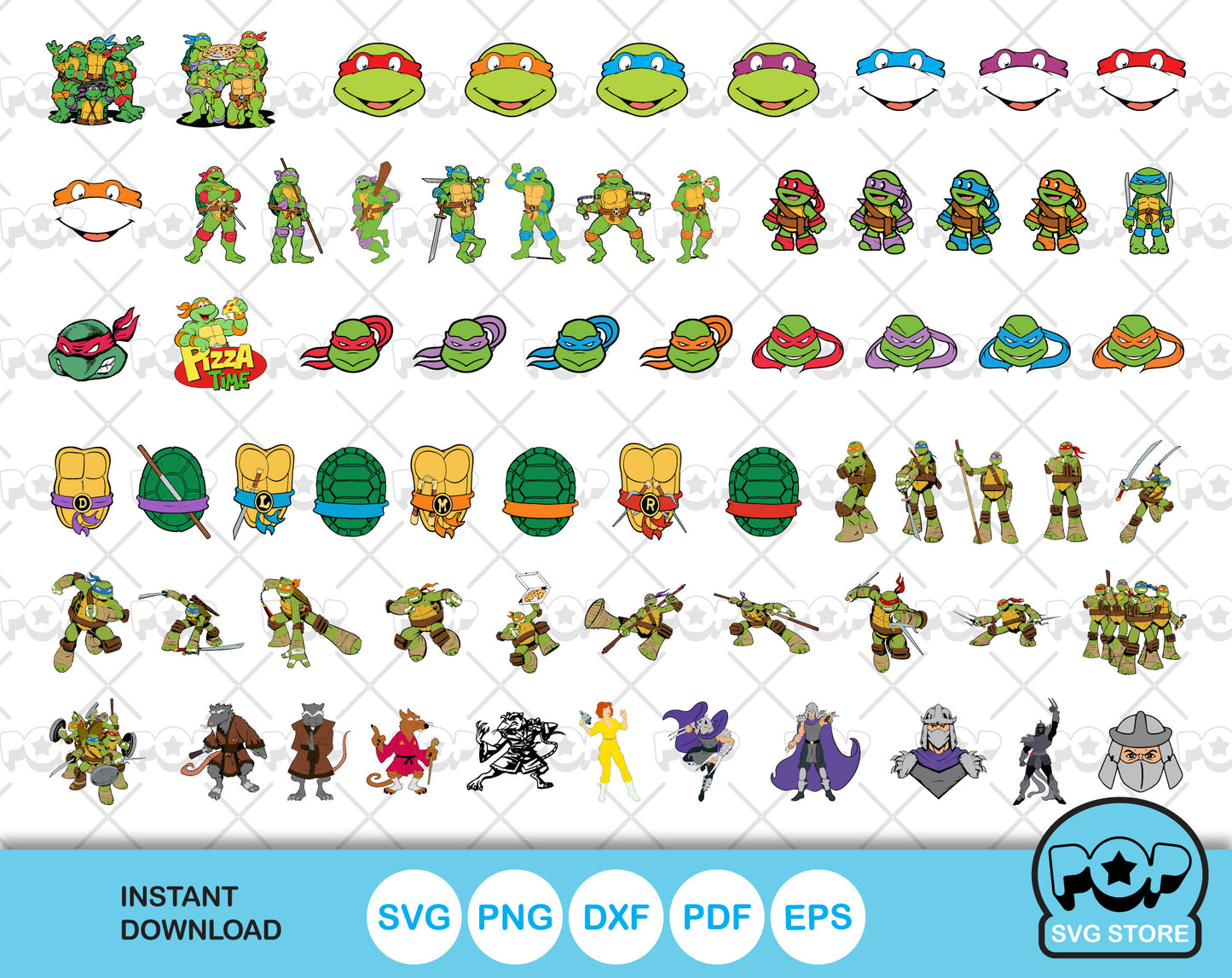 Ninja Turtles clipart + alphabet, Teenage Mutant Ninja Turtles SVG cutting files, PNG, DXF, instant download