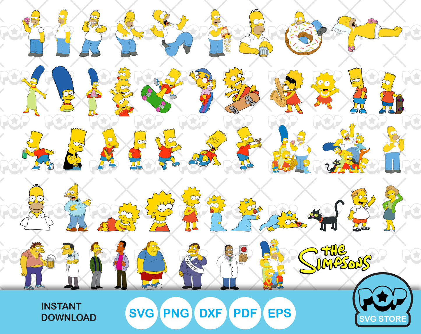 The Simpsons clipart bundle, The Simpsons SVG cutting files for Cricut / Silhouette, instant download