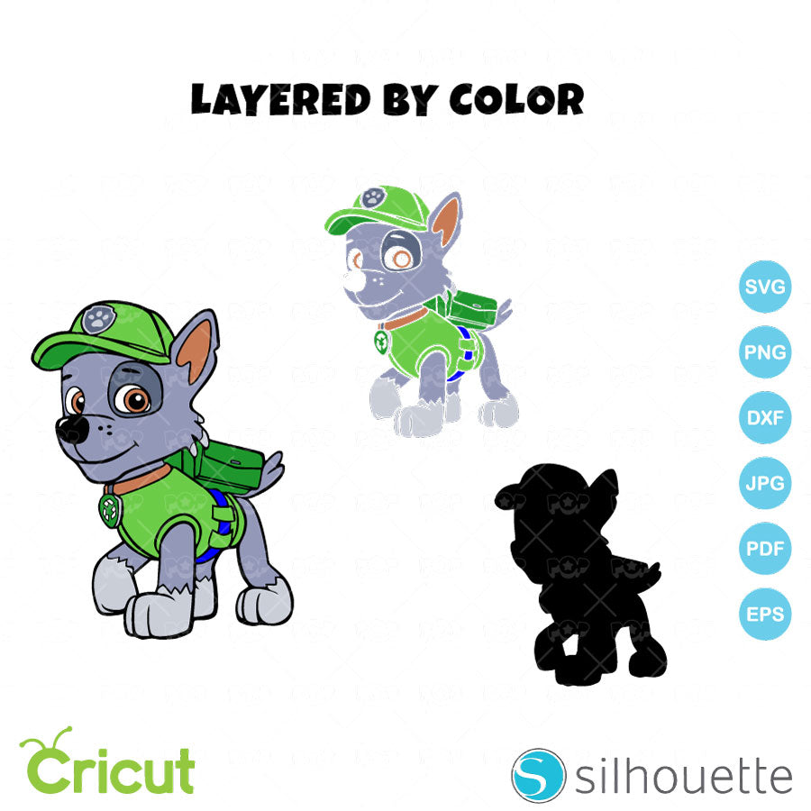 Rocky 6 cliparts bundle, Paw Patrol SVG cut files for cricut silhouette, SVG, PNG, DXF, instant download