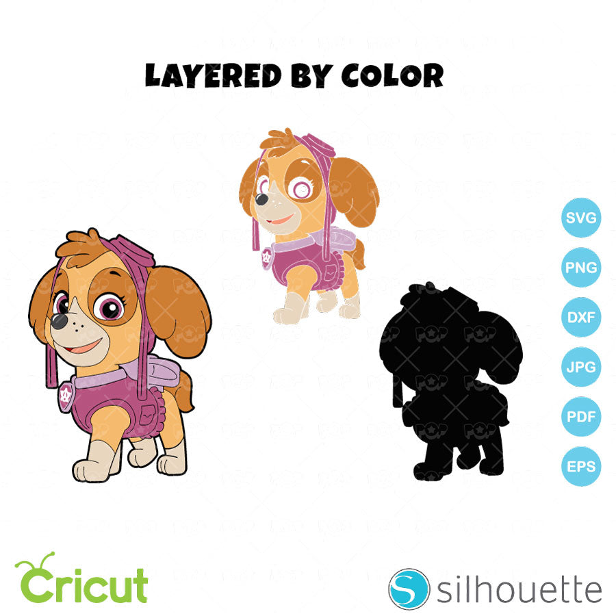Skye 6 cliparts bundle, Paw Patrol SVG cut files for Cricut / Silhouette, PNG DXF, instant download