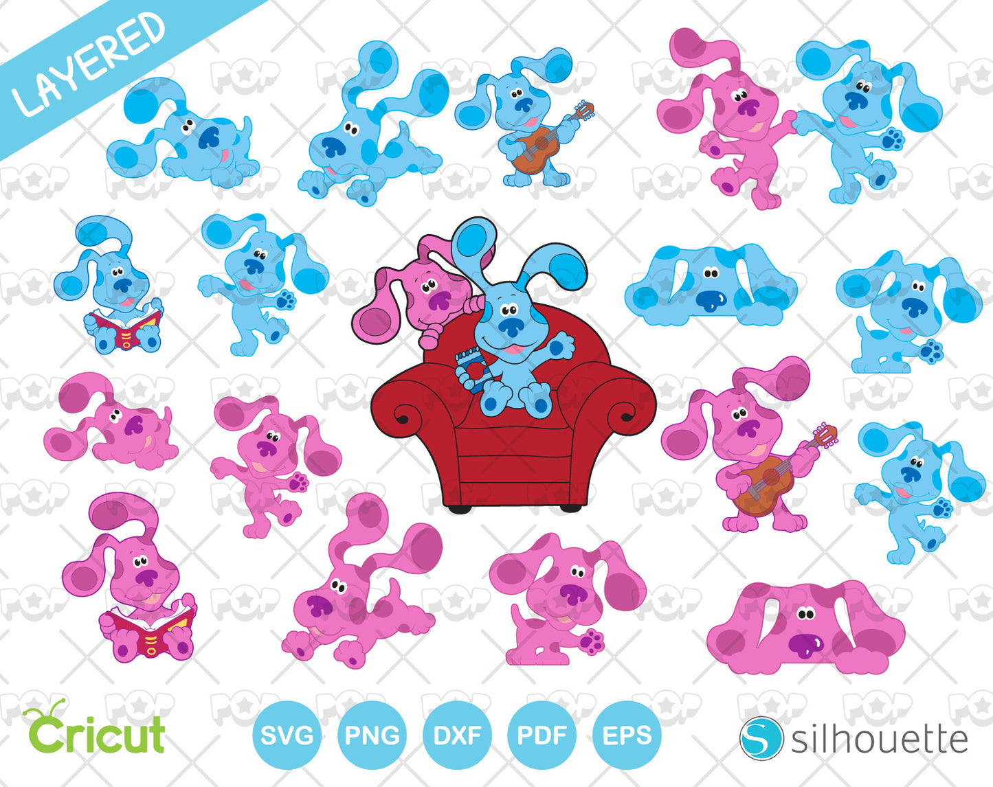 Blue's Clues SVG clipart bundle, Blues Clues SVG cutting files for cricut silhouette, SVG, PNG, DXF, Instant Download