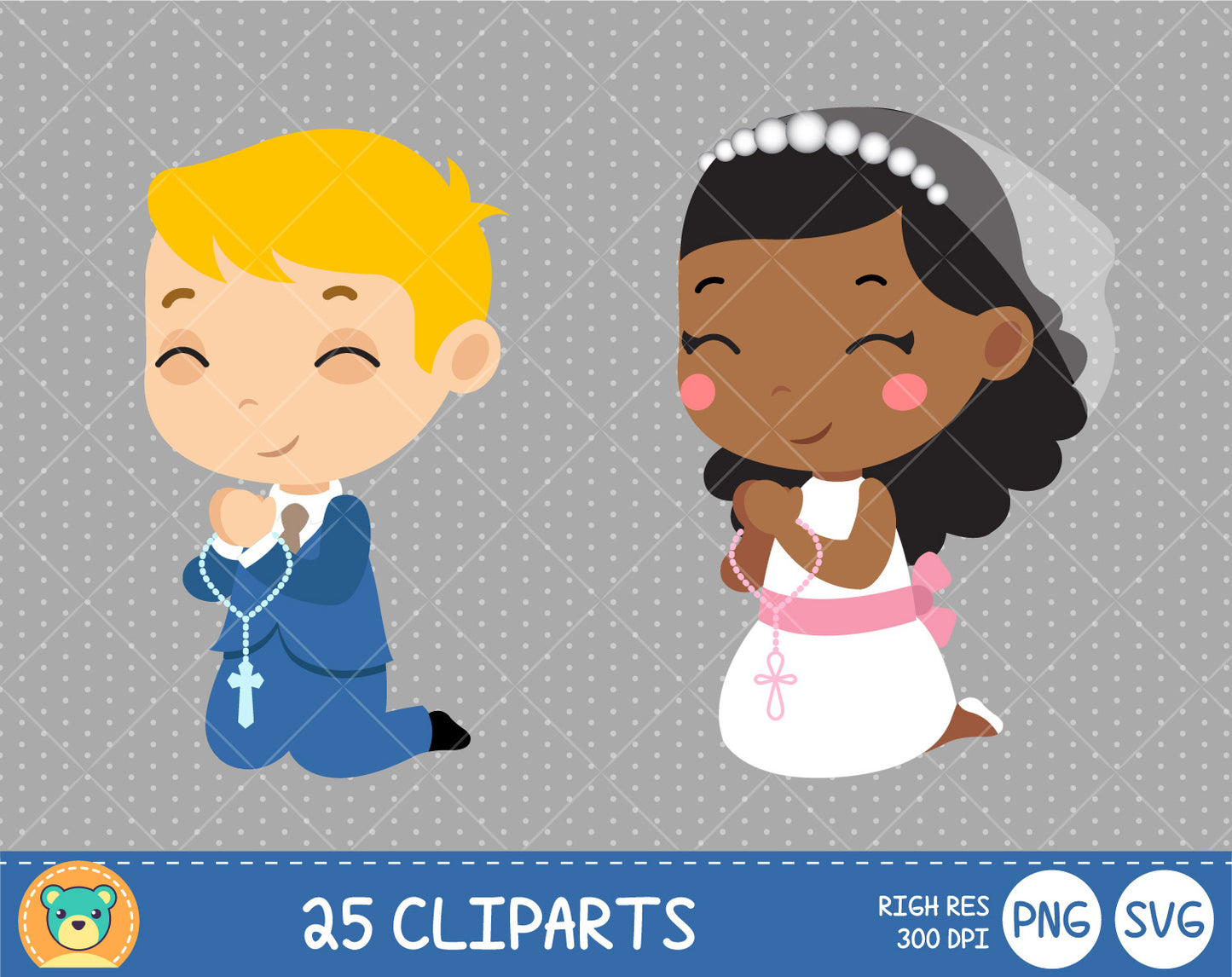 First Communion clipart set, Digital clip art for decoration, scrapbooking, PNG, SVG, instant download