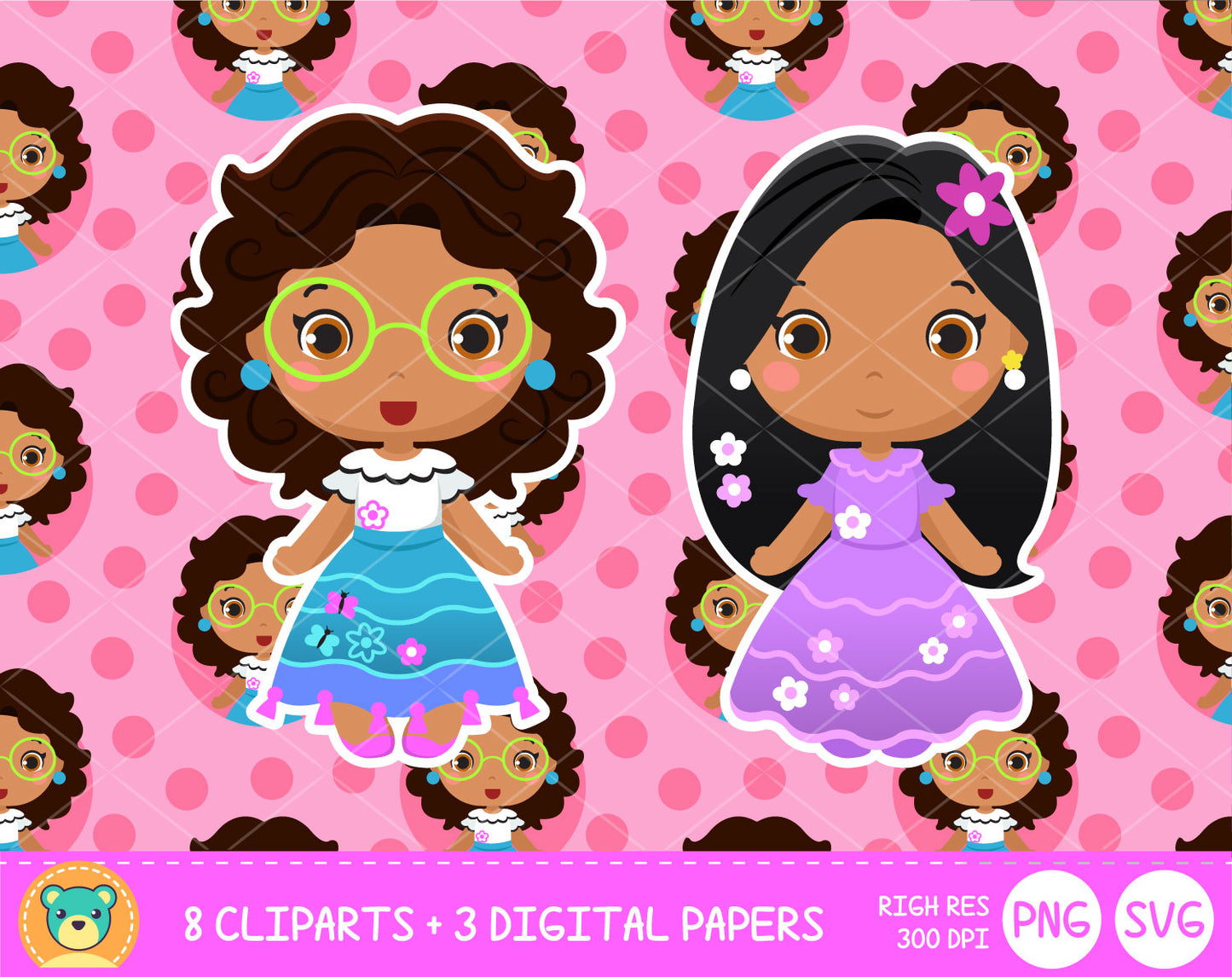 Cute Encanto clipart set, Disney Encanto clip art for decoration, scrapbooking, PNG, SVG, instant download