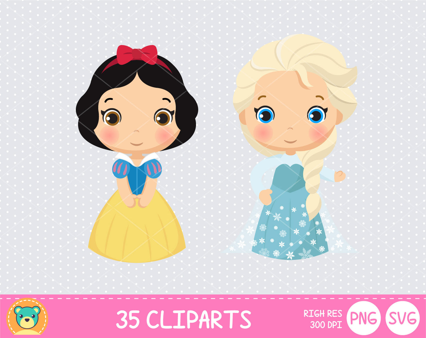 Cute Princess clipart set, Disney Princess clip art for decoration, scrapbooking, instant download