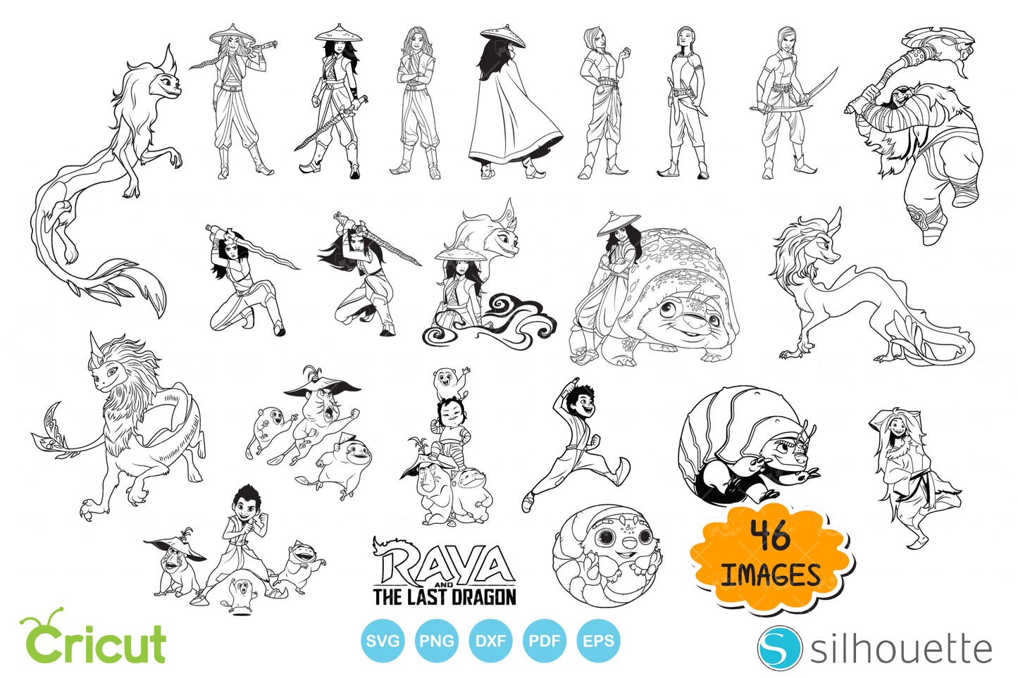 Raya and the Last Dragon clipart bundle, Raya SVG cut files for cricut silhouette, SVG, PNG, DXF, instant download