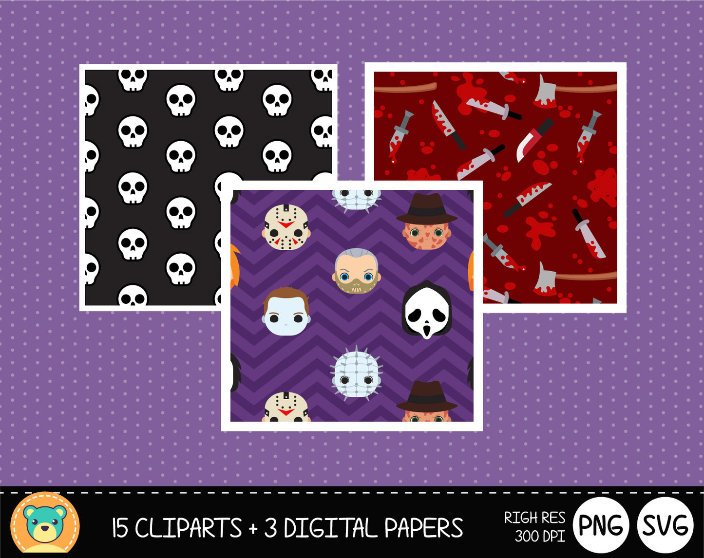 Horror Movies clipart set, Digital clip art for decoration, scrapbooking, Halloween cliparts , instant download