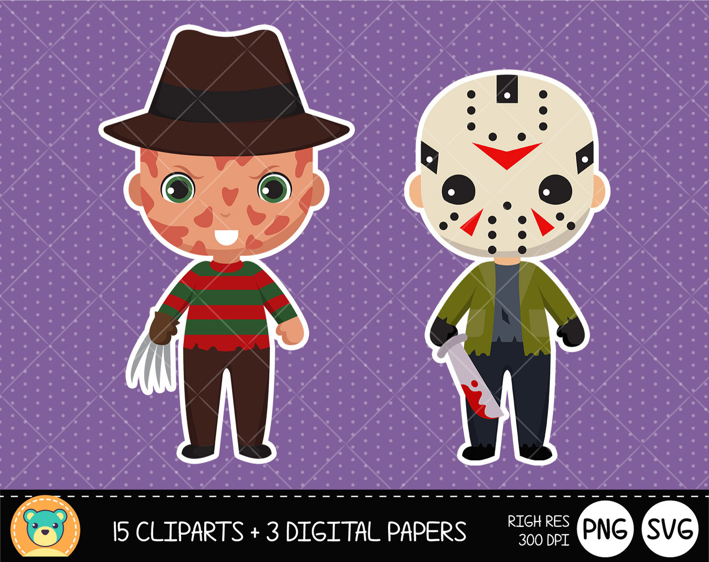 Horror Movies clipart set, Digital clip art for decoration, scrapbooking, Halloween cliparts , instant download