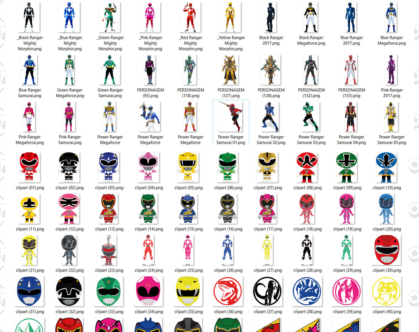 Power Rangers 100 cliparts set, transparent PNG, designs for decoration / sublimation, instant download