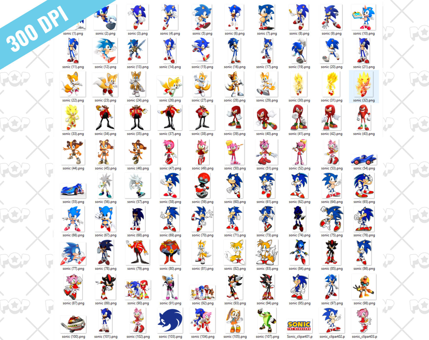 Sonic clipart PNG, transparent PNG, designs for decoration / sublimation, instant download