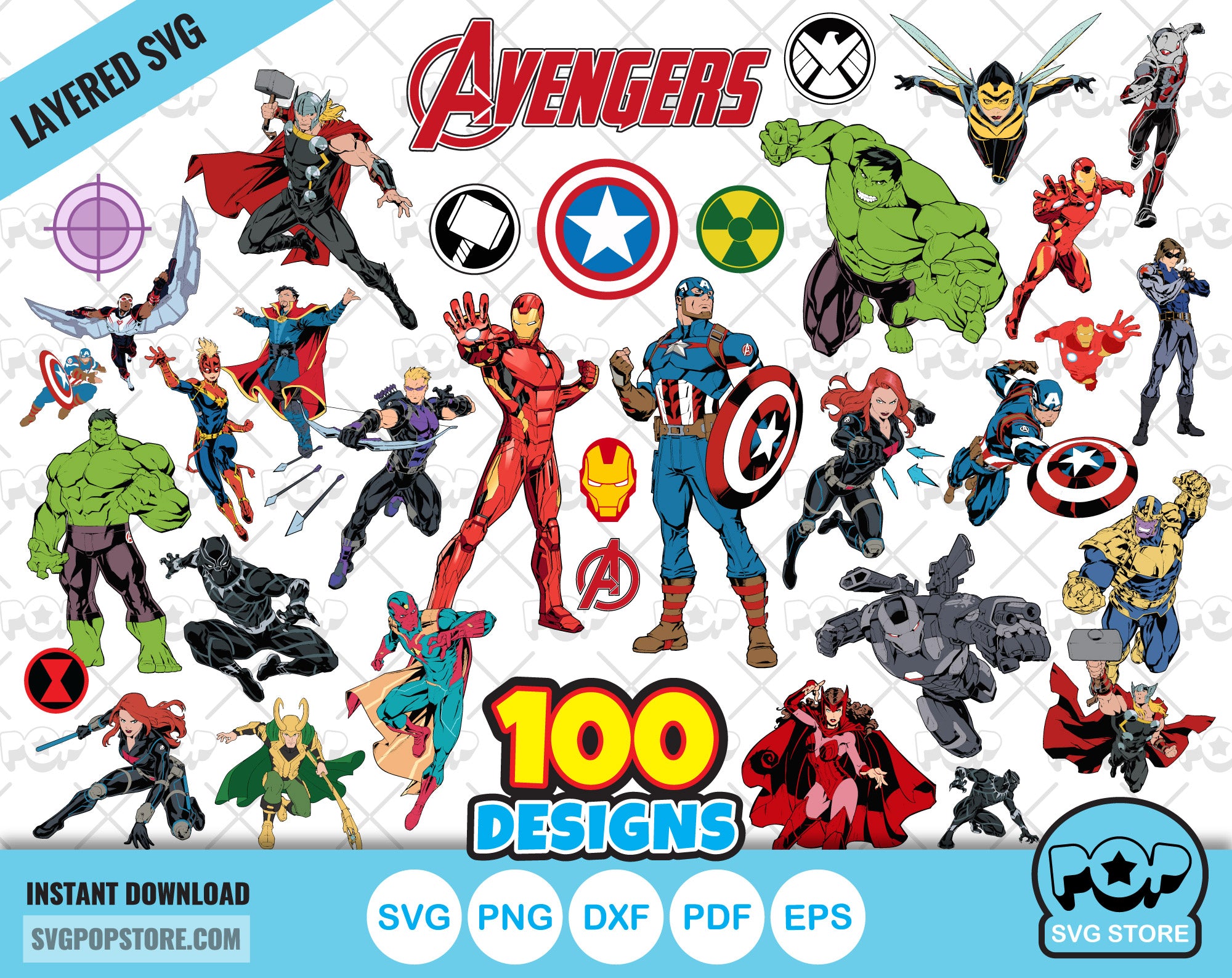 Marvel Avengers 100 cliparts bundle, Avengers svg cut files for Cricut ...